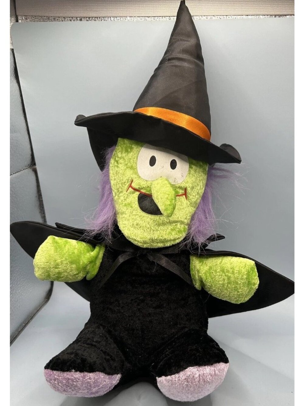 Halloween Witch with Purple Hair Plus Stuffed Animal By Toy Factory